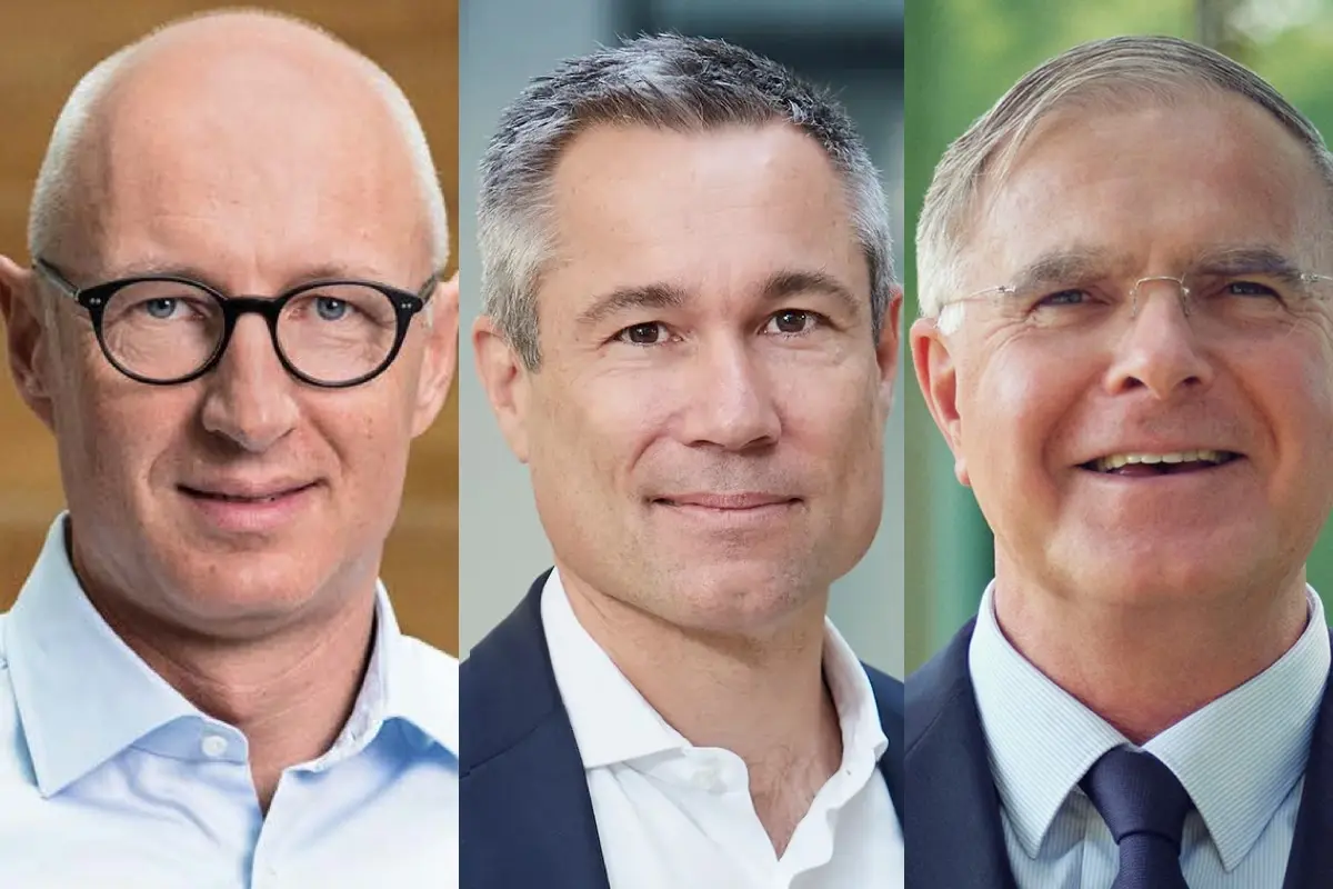Top 10: Så meget tjener de danske topchefer Her er tre af de danskere, der tjener allermest. Fra venstre: Lars Fruergaard Jørgensen fra Novo Nordisk, Adam Steensberg fra Zeeland Pharma og Jan van de Winkel fra Genmab (Illustration: Oldmoney)
