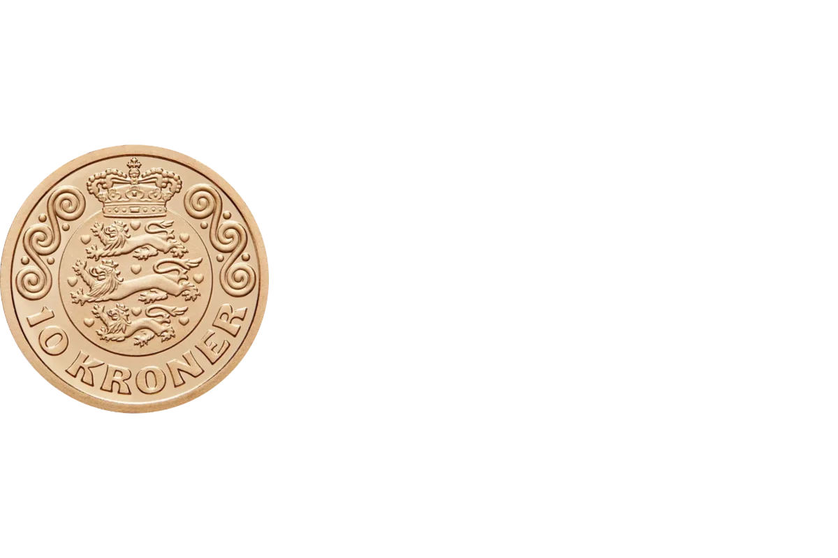 Hvad svarer en dansk 10-kronemønt i 2023 til i 2024?