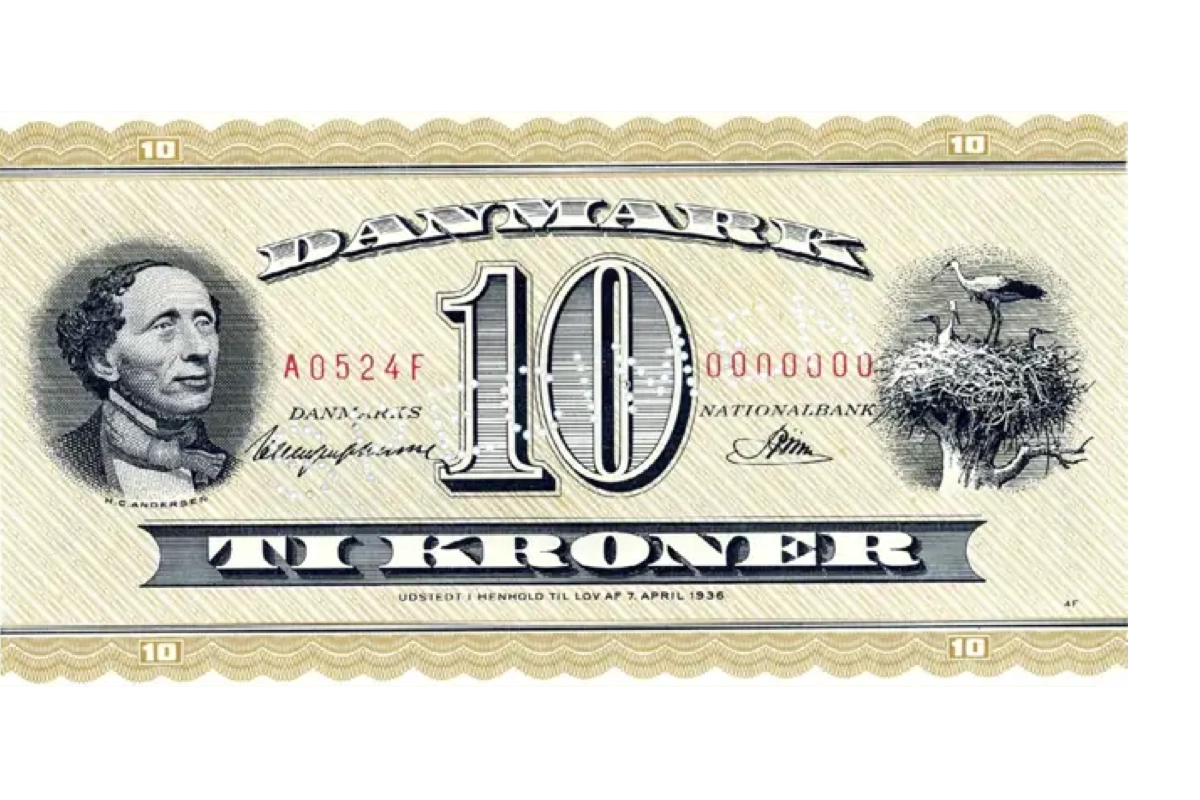 Hvad svarer en dansk 10-kroneseddel i 1952 til i 1953?