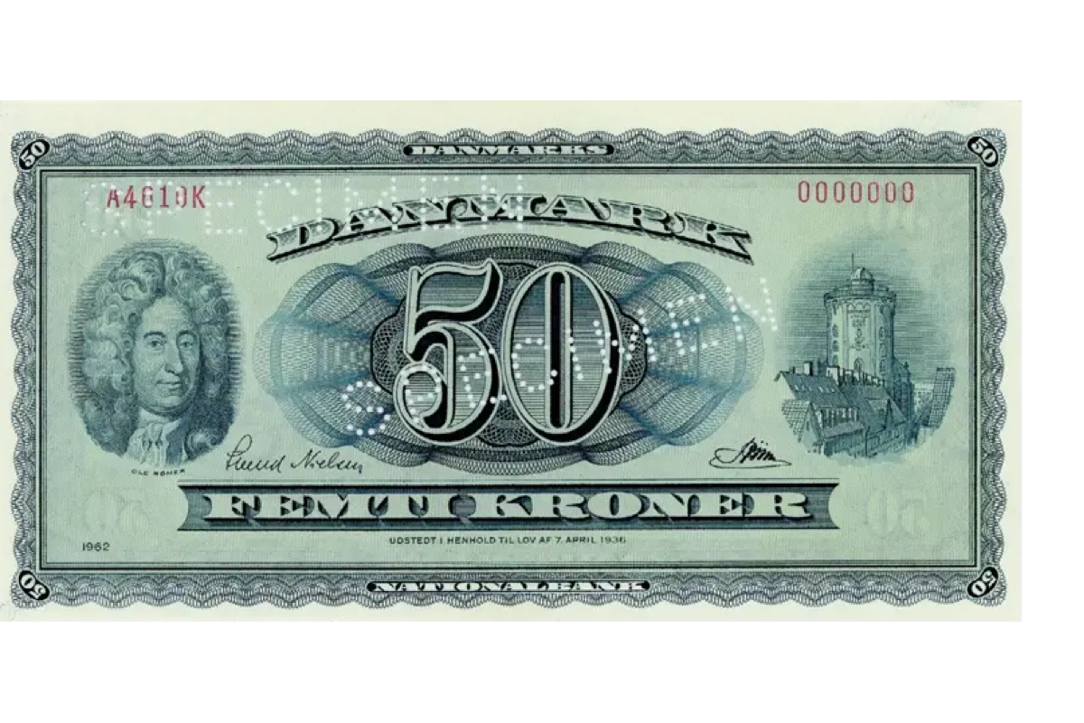 Hvad svarer en dansk 50-kroneseddel i 1958 til i 1959?